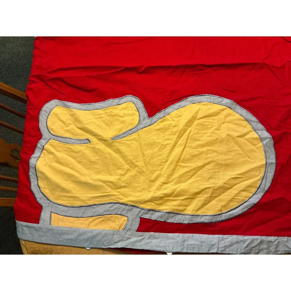 Vintage Disney Mickey Mouse Applique Bedspread Fabric Panel Red 84x42
